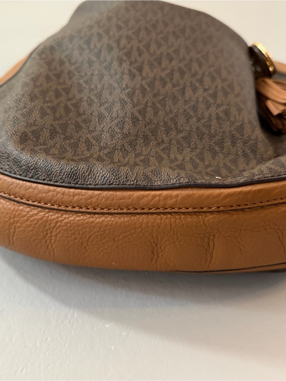 Michael Kors Brown & Tan Logo Hobo with Tassel - Picture 4 of 11